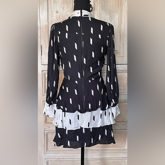 Alice + Olivia -Bow Tiered Crepe Mini Dress - Picture 5 of 6